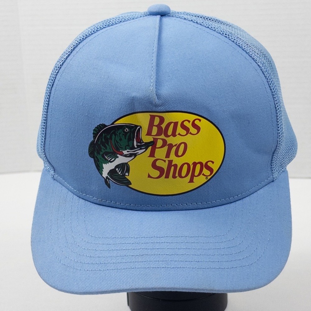 Bass Pro Shops Trucker Hat Mens OSFM Blue Gone Fishin Logo Snapback Vintage Hat‎